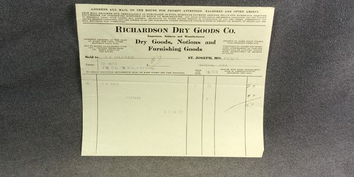 1910 St Joseph Missouri Richardson Dry Goods Co Billhead Invoice Antique Ad L47