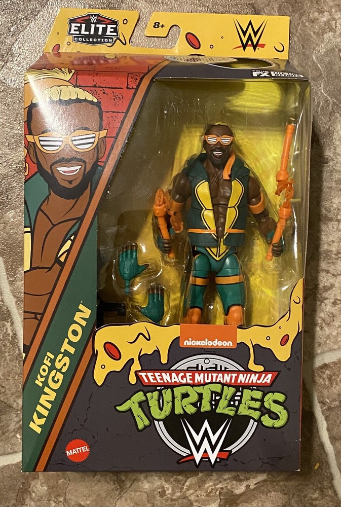 Mattel WWE Elite Collection x TMNT KOFI KINGSTON MICHELANGELO IN HAND 🔥