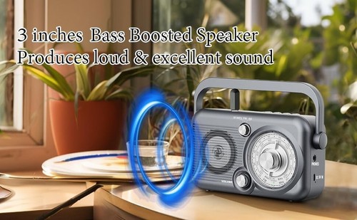 AM FM Radio, Portable Radio Support Battery Operated or AC Power, 5W Speaker wit - Picture 6 of 6