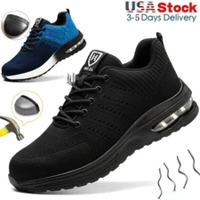 Mens  Lightweight Safety Shoes Steel Toe Cap Work Boots Work Shoes black blue