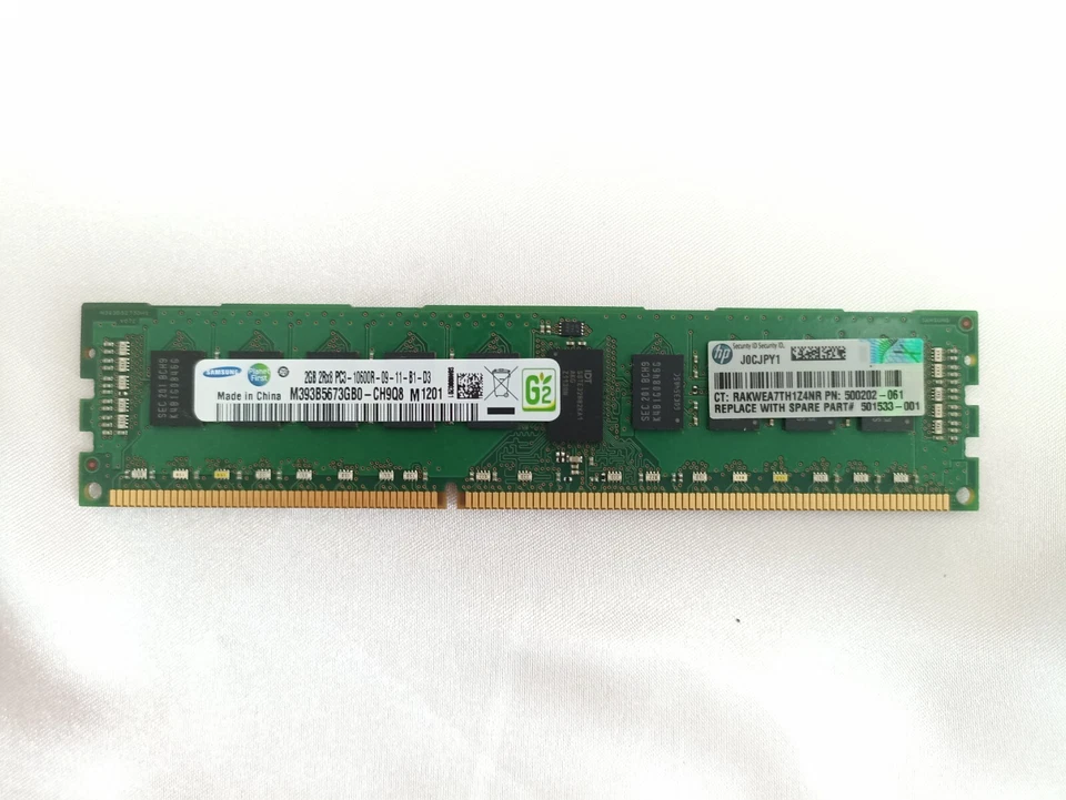 Samsung RAM 2GB 2Rx8 PC3-10600R-09-11-B1-D3 M393B5673GB0 1333MHz DDR3 ECC Server