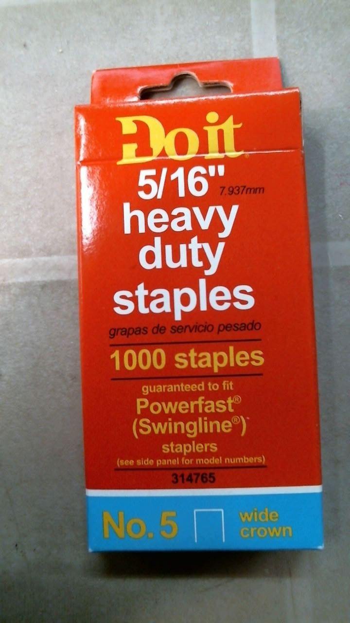 DoitBest 314765 5/16" Heavy Duty Staples, #5, Wide Crown, 1000 ct., FREE SHIP