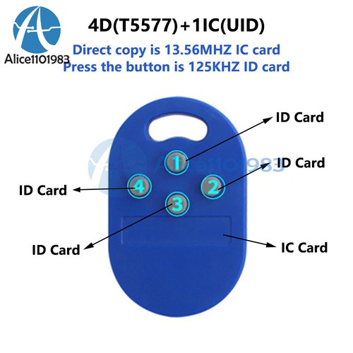 10pcs RFID multiple key fob tag 5-in-1 125khz T5577 EM ID writable IC 13.56Mhz