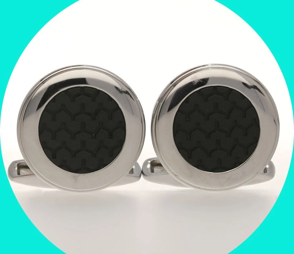 Chopard — Chopard Racing Mille Miglia Stainless Steel Rubber Cufflinks + Boxes/COO