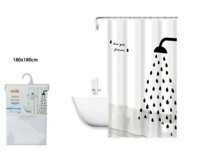 x Anti-Schimmel Duschvorhang Love You Wasserdicht 180x180cm mit Ringen Bad dfh