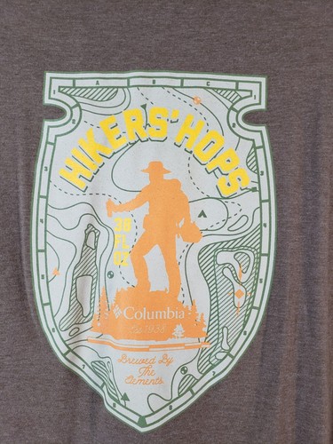 COLUMBIA Mens T Shirt SIZE 2XL Brown Short Sleeve Printed Cotton Polyester - Picture 8 of 10