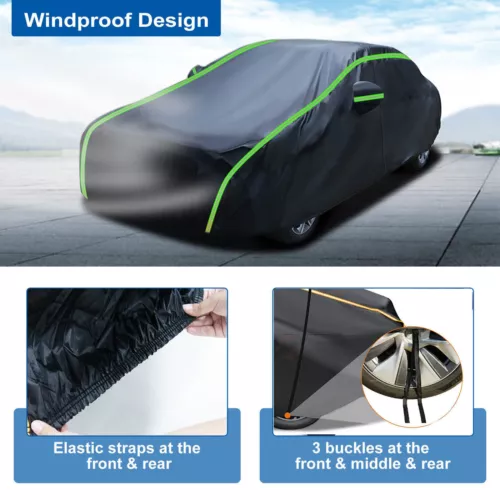 Waterproof Car Cover 6 Layer Heavy Duty Cotton Lined UV Protection - Size Large - Bild 5 von 17