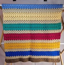 Crocheted Striped Chair Throw Blanket 46 inch 23 inch