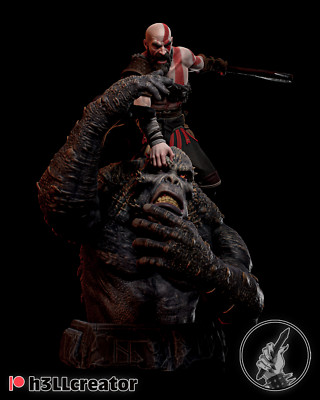 3D bedruckt - Harz - Kratos - H3llcreator - Büste + Figur