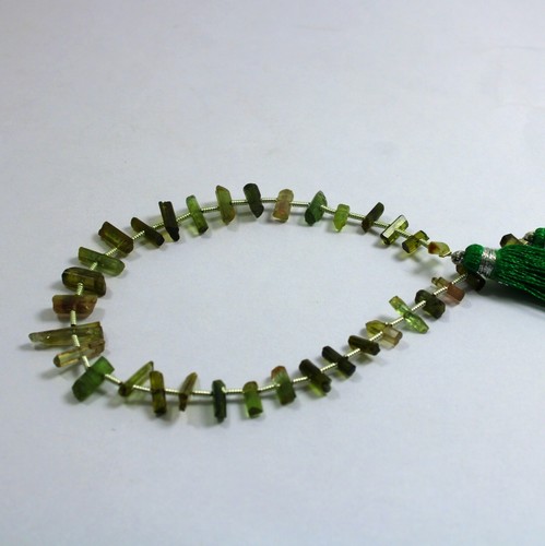 25.5 Carat 5 to 13.5 MM Natural RAW Multi Tourmaline Pencil Shape 8 Inch Beads - Picture 4 of 13