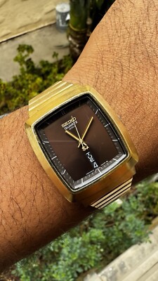 VINTAGE SEIKO 4004 SQ WATCH 4633-5029 RECTANGLE BROWN DIAL RARE