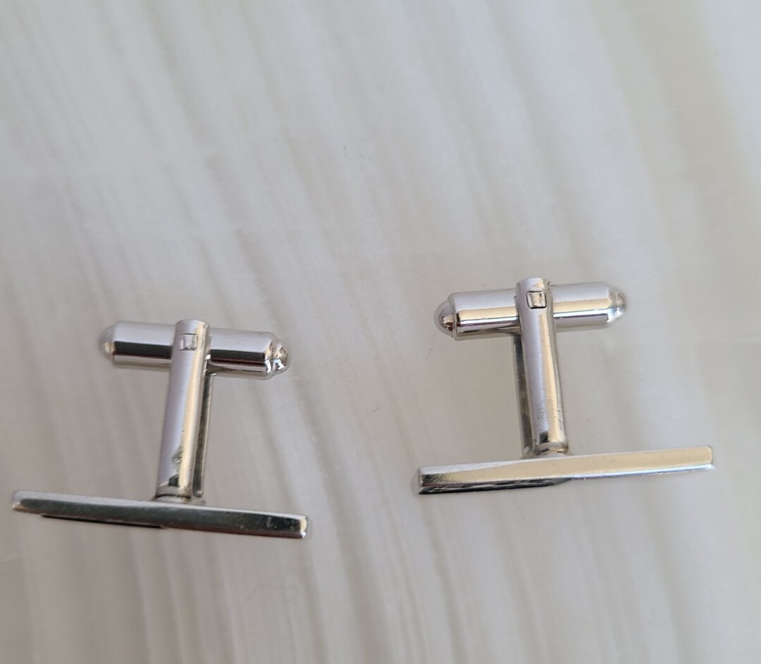 Set De Boutons De Manchette Et Barre De Cravate Style Art Déco Lion Héraldique - Plaqué Argent - Occasion