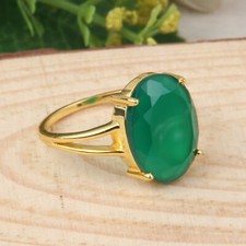 Green Onyx Gemstone 18k Gold Plated Women Engagement Women Fashion Ring Jewelry