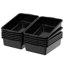 12-Pack Plastic Commercial Bus Tub, Food Service Bus Box 13 L Dish Washing Box