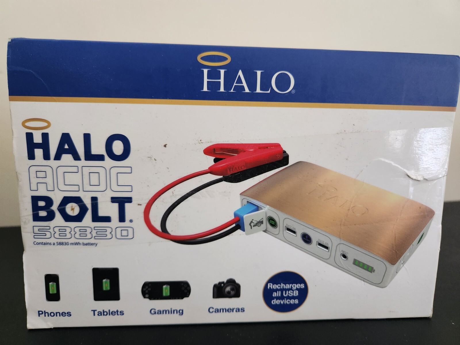 Halo Bolt 58830 Mwh Portable Phone Laptop Charger Car Jump