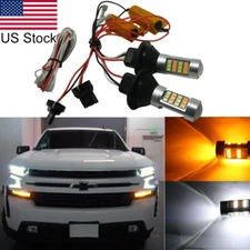 2x 7443 LED Switchback Turn Signal Light Bulbs For 2014-2020 Chevy Silverado