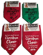 FunDog Bandana Holiday Theme Set of 4 Miniature Size For Small Dog 20lbs & Under