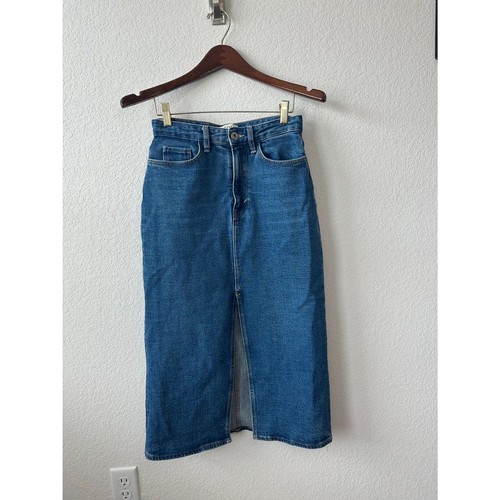COS Front-Slit Denim Midi Skirt - Picture 2 of 5