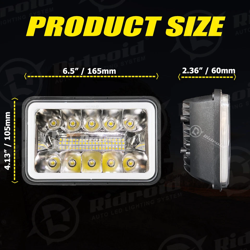 4 faros LED de haz DRL de 4x6"" aprobados por el DOT para Peterbilt Kenworth Freightliner Foto 3 de 4