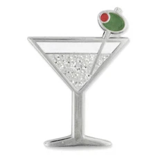 PinMart's Martini w/ Olive Fun Food Celebration Glitter Enamel Lapel Pin