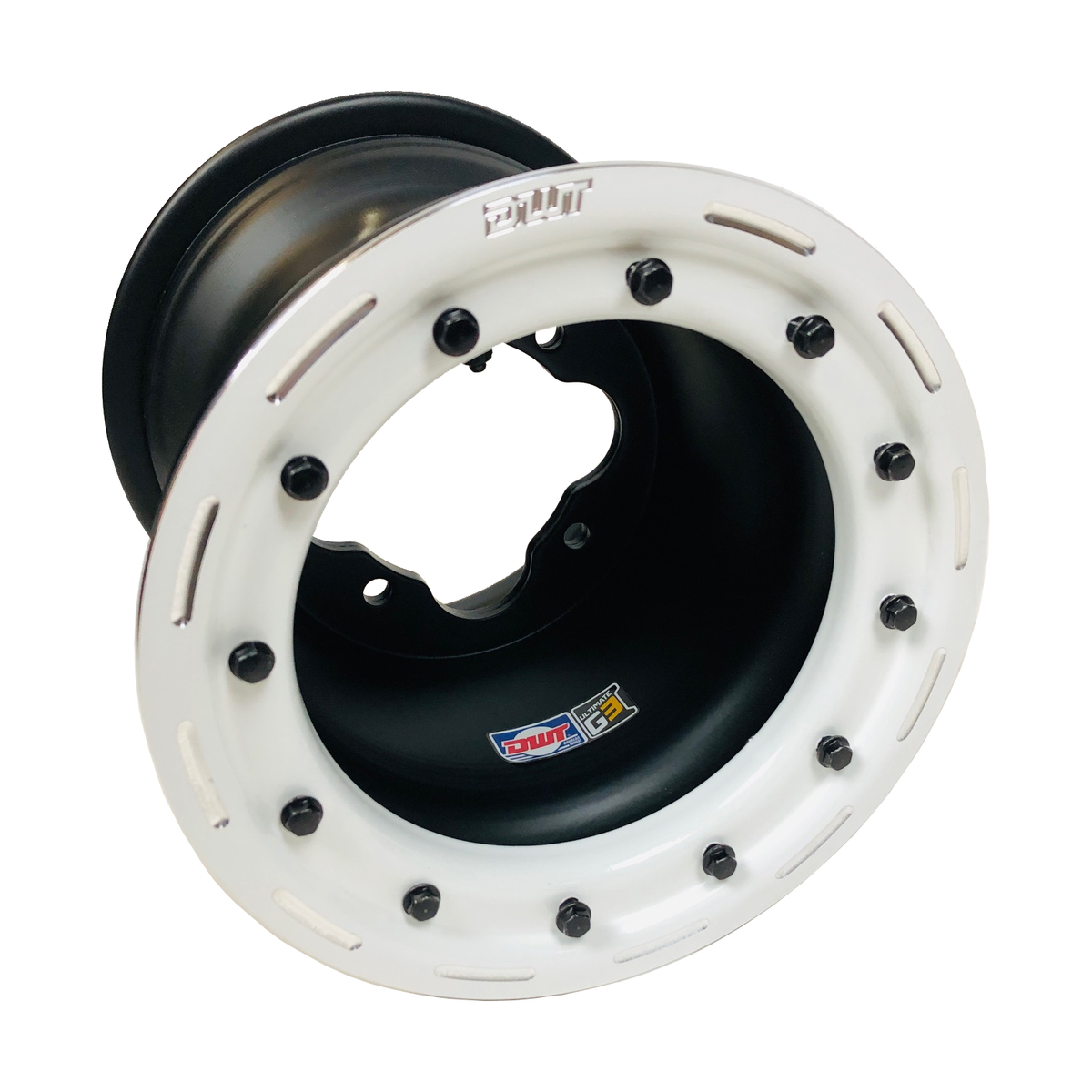 DWT G3 Rear White Beadlock Wheels Rims Pair 8