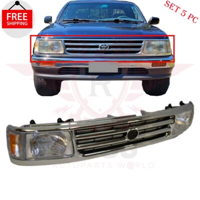 For 1993-1998 Toyota T100 Front Grille & Headlight Parking Marker Light Lamp Kit
