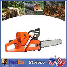 72cc Gas Powered Chainsaw with 24'' Guide Bar Saw Chain 2-Stroke Engine Cut Wood