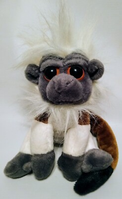 Plush Monkey Big Eyes Brown Gray White Stuffed Animal Advance Asian Amusements
