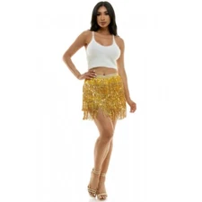 Disco Skirt - Gold Sequin Fringe - Flapper - 80's - Costume - 2 Sizes