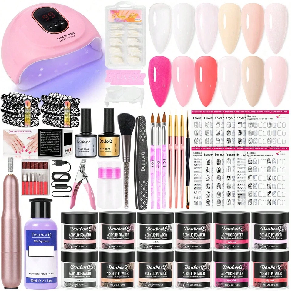 XJWB-Kit de uñas acrílicas - 6 colores con líquido monómero de 60 ml, taladro de uñas y cordero UV Foto 4 de 4
