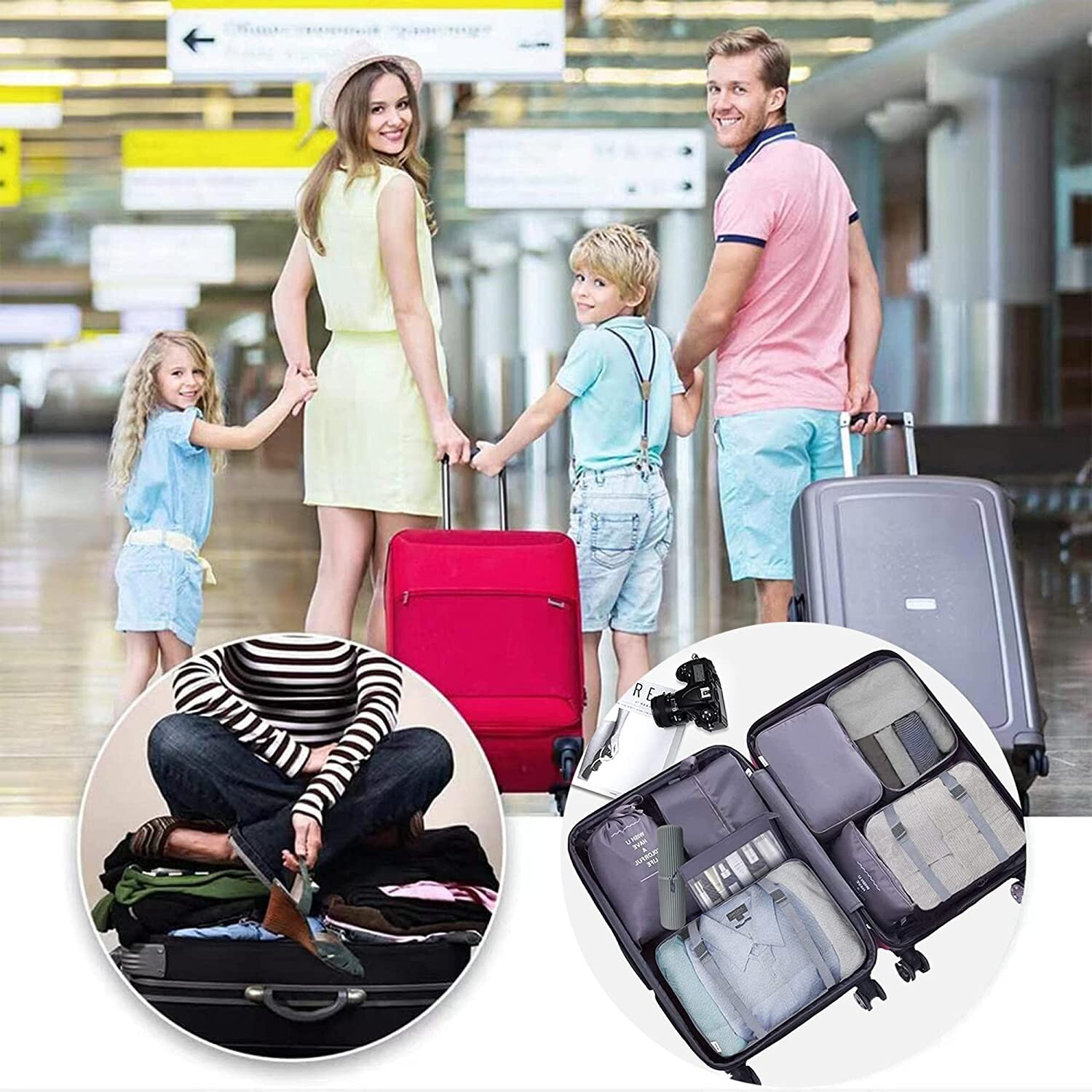 9PCS Travel Luggage Organiser Set Suitcase Storage Bags Clothing