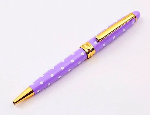 Polka Dot Pen Pastell Lila Kugelschreiber - Gold - Nachfüllbar