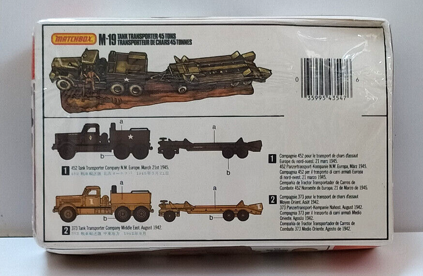 MATCHBOX 176 KIT MEZZO MILITARE M19 TANK TRANSPORTER 45 TONS ART PK
