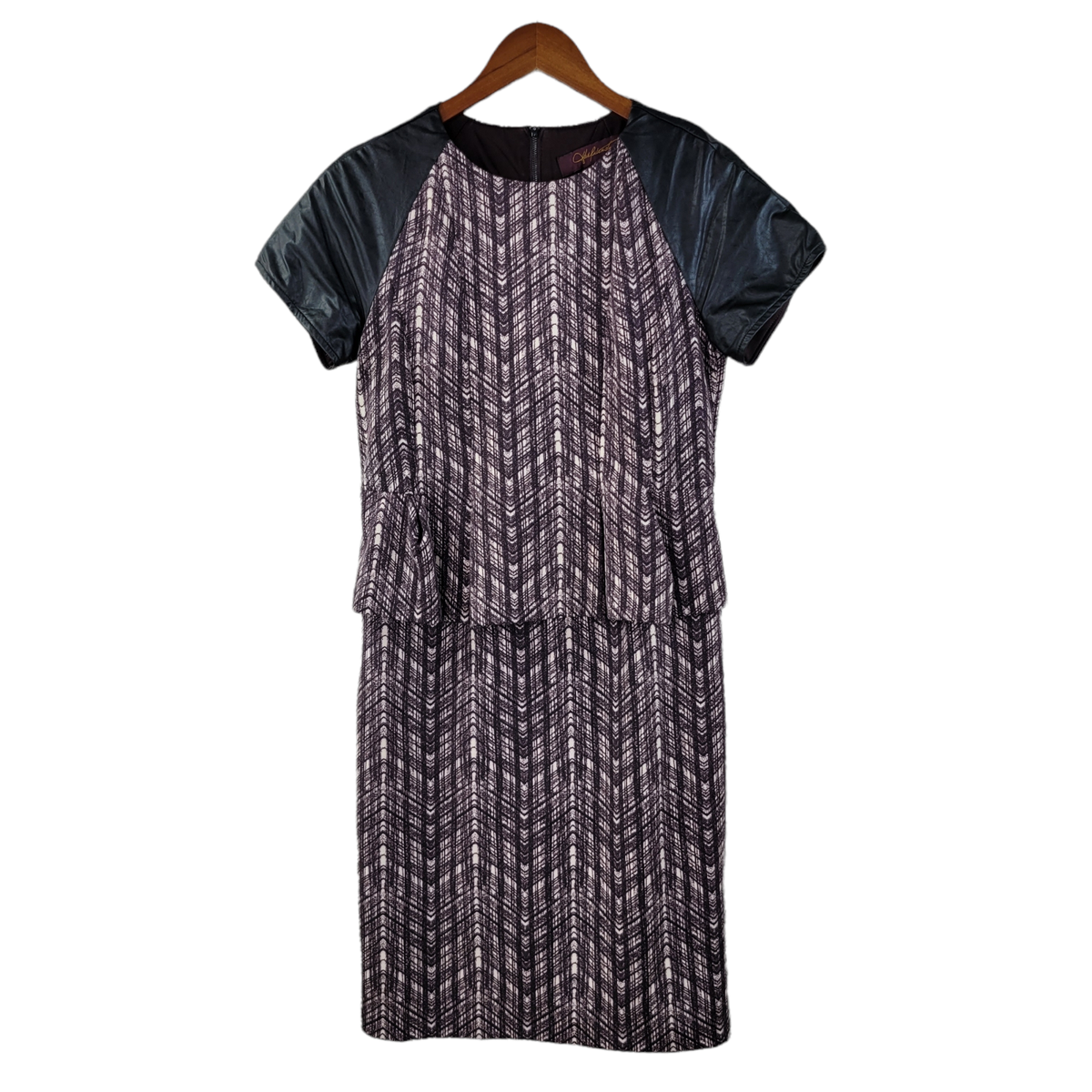 Womens Peplum Faux Leather Dress size Medium career business Purple black |  eBay