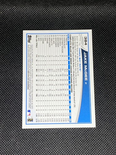 Jake McGee Tampa Bay Rays Signed Auto 2013 Topps Card #384 ~ COA - Picture 2 of 3
