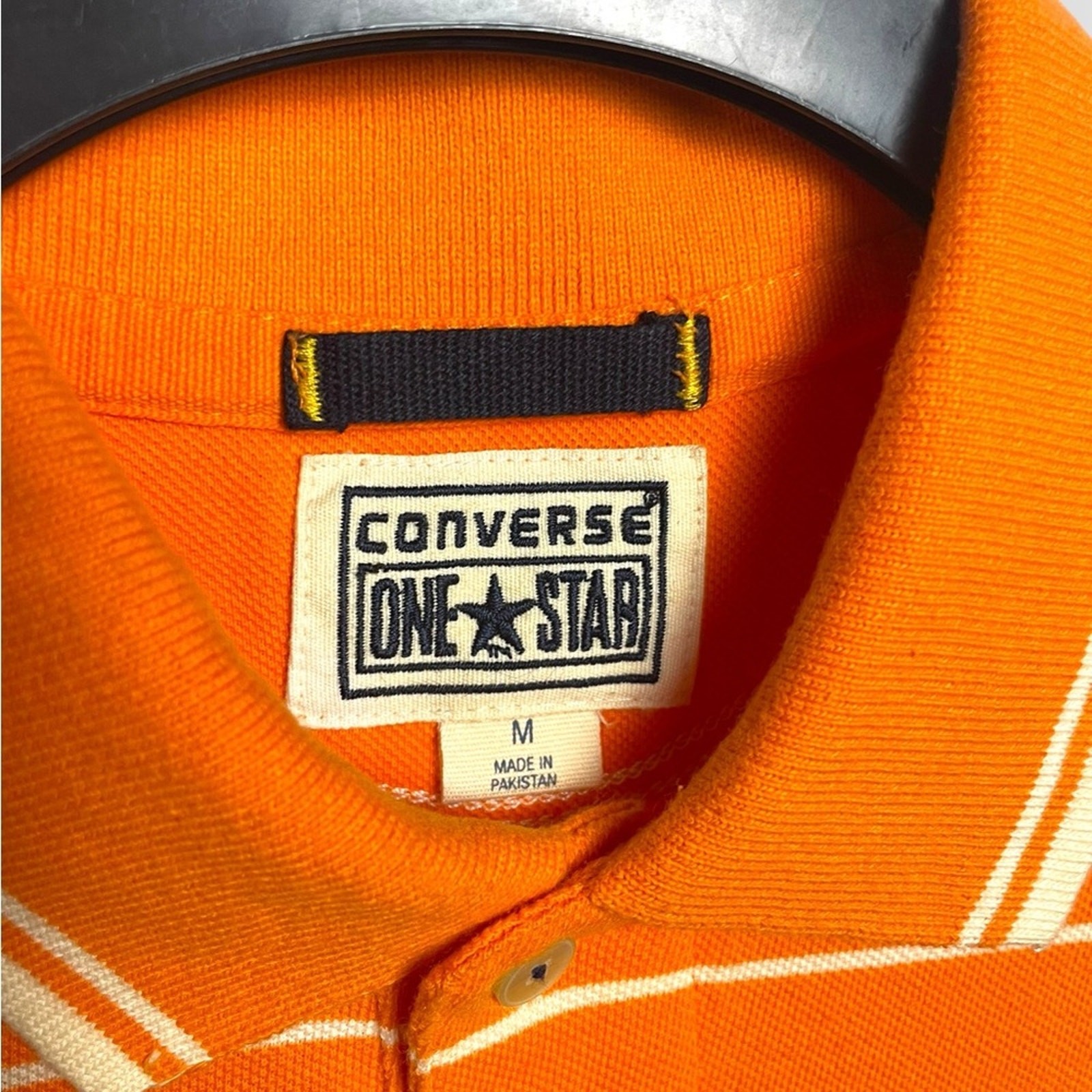 Converse Orange and White Striped Polo Shirt thumbnail 3