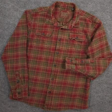 Orvis Big Bear Flannel Shirt Mens XL Red Green Plaid Pockets Heavyweight Shacket