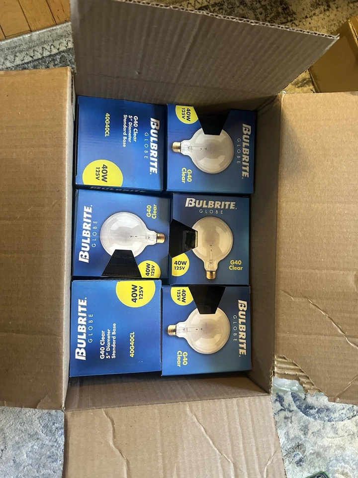 Case (18 Count) 40W Bulbrite Globe  40G40CL G40 Clear 5” Diameter Standard Base - Image 2 of 3