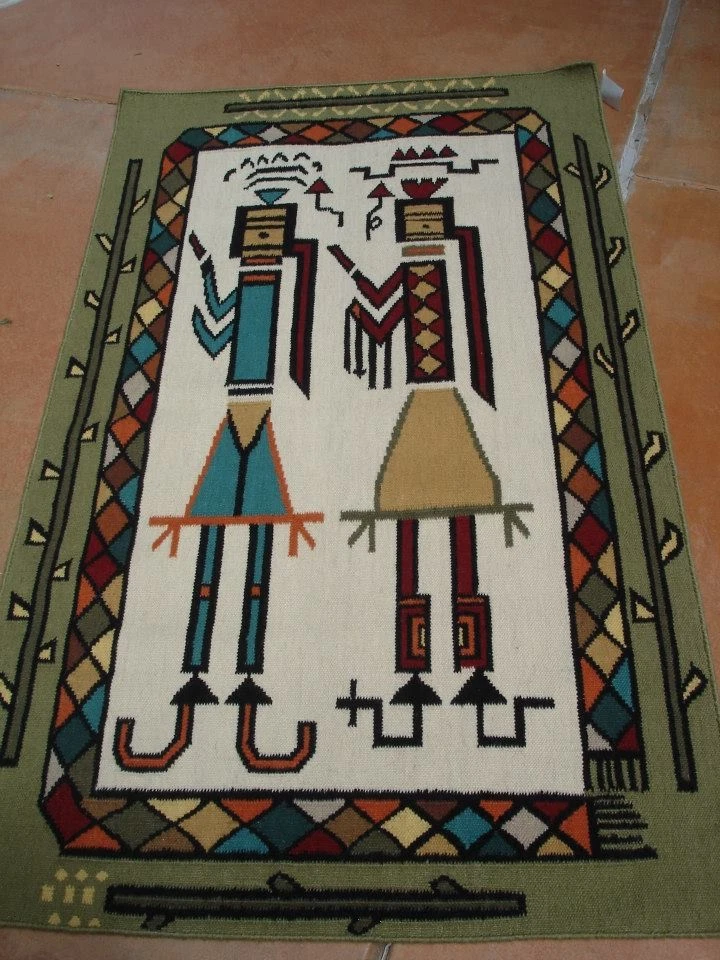 American Yei Navajo Rug Southwestern Vintage Rug 3x6 ft Handmade Native Rug - Image 2 of 4
