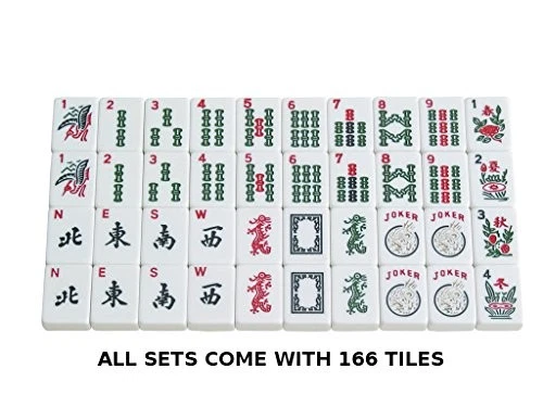 Juego American Mah Jongg - 166 Azulejos Blancos Premium, 4 Estantes/Empujadores Todo en Uno,  Foto 3 de 4