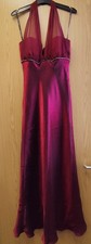 Preloved red satin long evening dress Debenhams size 12 halter neck