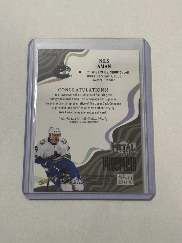 2022-23 Upper Deck Skybox Nils Aman Green Prospects Auto /25 - Image 2 of 2