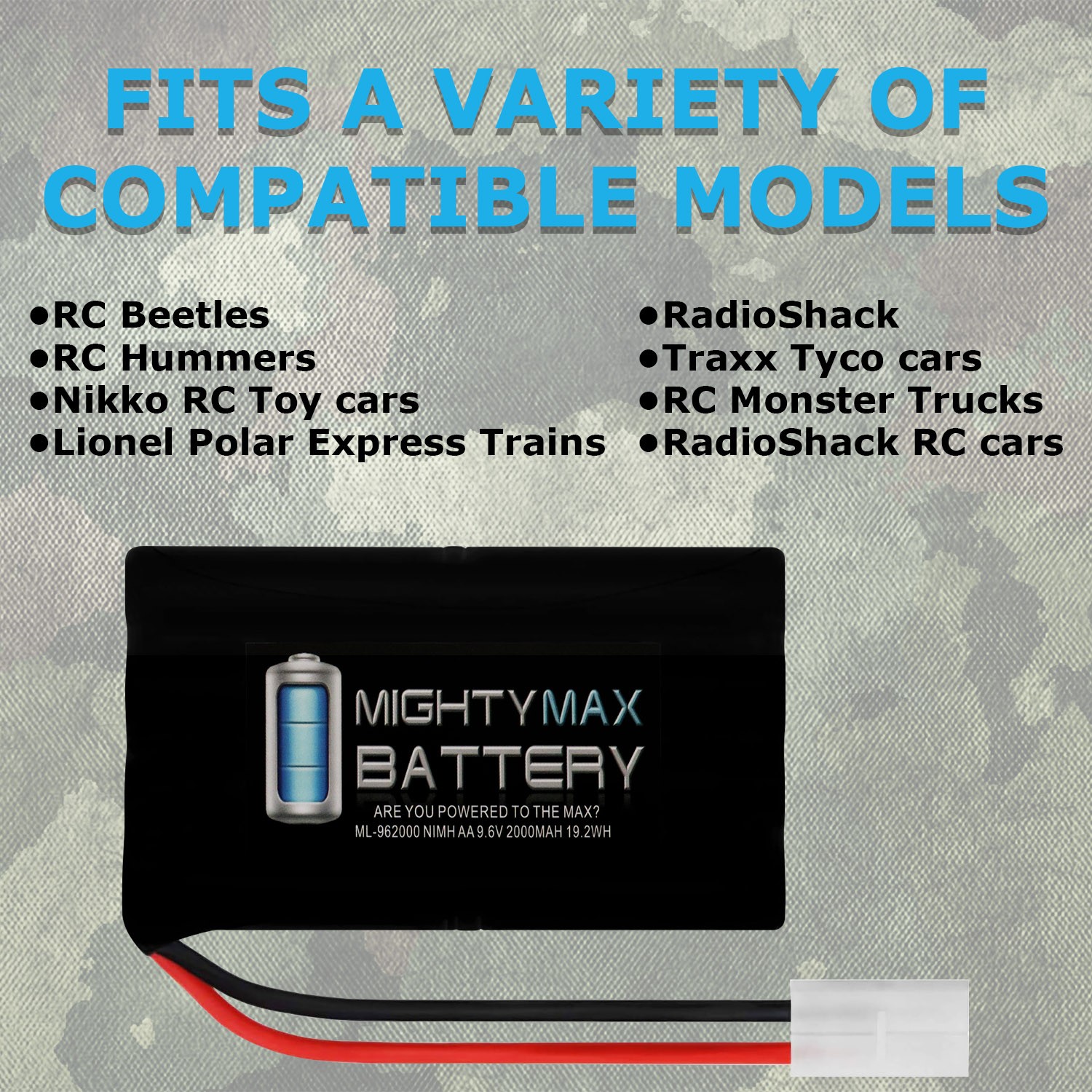 Mighty Max 9.6V 2000mAh Battery For Maisto Rock Crawler Extreme RC Vehicle + Cha