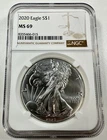 2020 $1 American Eagle NGC MS69 1 oz .999 Fine Silver Coin