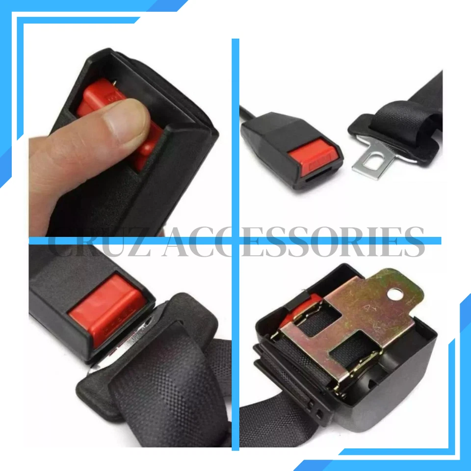 For all Ford Adjustable 3 Point Car Belts Black Pair Safety Replacement - Image 4 of 4