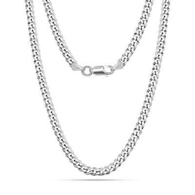 LeCalla Solid 925 Sterling Silver 6mm DC Curb Chain Necklace for Men 26 In