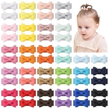 50PCS Baby Girls Snap Hair Clips, 1.2" Grosgrain Ribbon Tiny 50PCS / 25 Colors