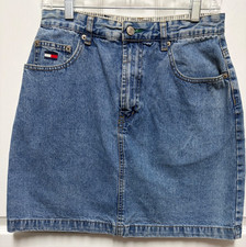 Y2K Tommy Hilfiger jean mini skirt size 10 faded denim Tommy Jeans patch EC