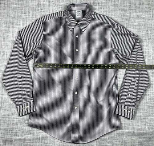 Brooks Brothers 1818 Gestreift Knopfleiste Langarm Herren M Bügelfrei Pima Baumwolle - Bild 8 von 9