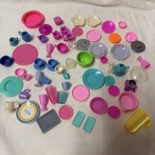 Huge 62 Pc Bundle Barbie Doll Dishes For Dollhouse Play Kitchen Accessories J18O